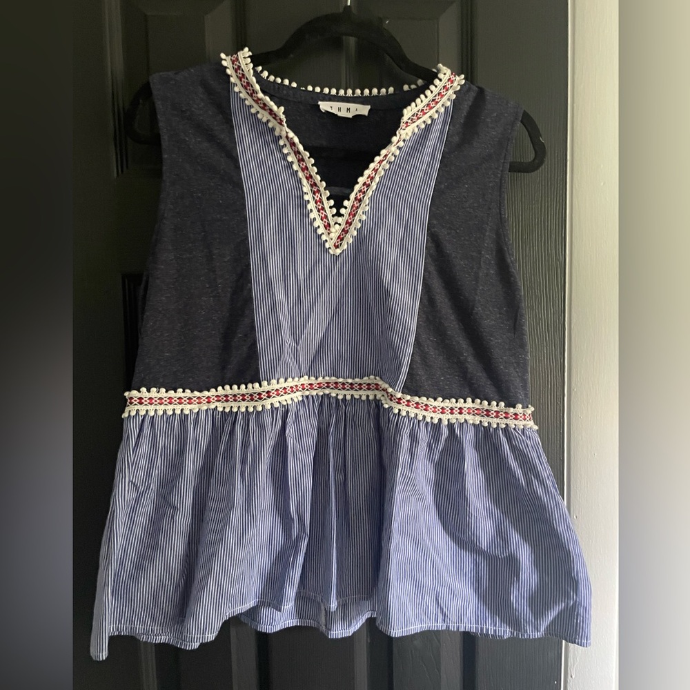 THML Navy Blue Sleeveless Top Medium
